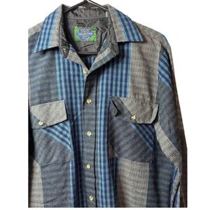 VTG Mikael York Collection Mens Medium Flannel Button Shirt Plaid Western Style